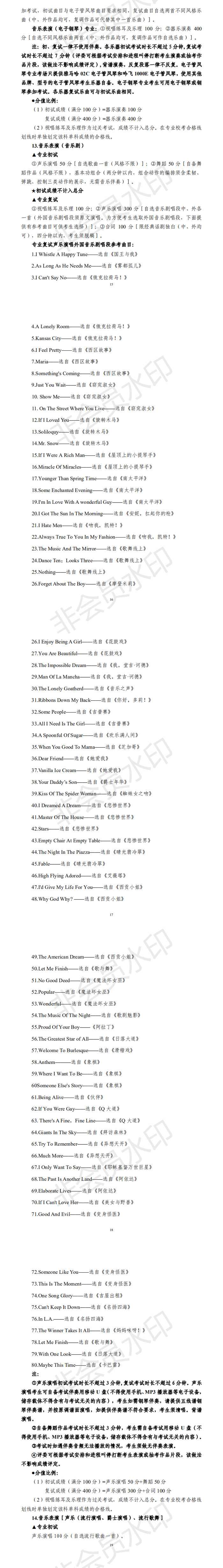 四川音乐学院2020年省外本科招生专业考试内容